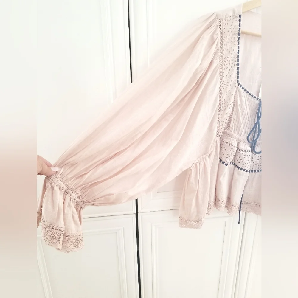 Anthropologie Sz M Billowy Peasant Blouse Rose/blush Colour - Picture 3 of 10